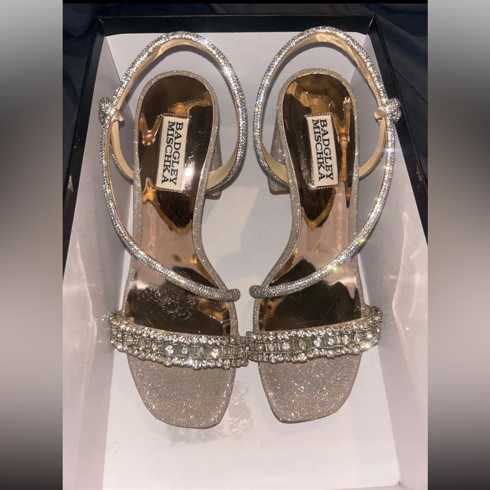 Badgley Mischka Silver and Gold Embellished Heels